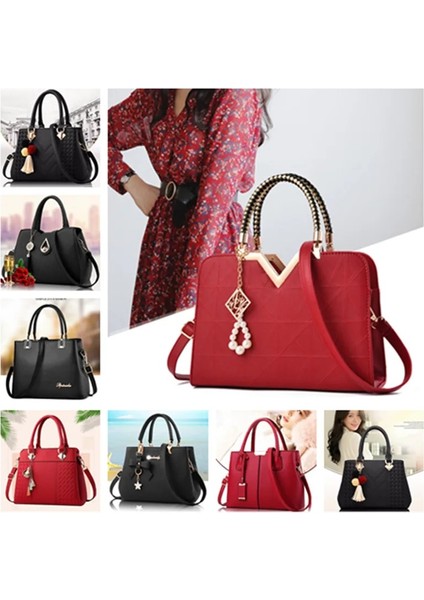 F Kraliyet Mavisi Stili 2021 Kadın Çanta Deri Kılıf Çanta Üst Saplı Nakış Crossbody Çanta Omuz Çantası Bayan Basit Stil El Çantaları (Yurt Dışından)