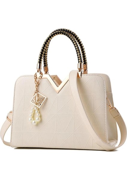 F Kraliyet Mavisi Stili 2021 Kadın Çanta Deri Kılıf Çanta Üst Saplı Nakış Crossbody Çanta Omuz Çantası Bayan Basit Stil El Çantaları (Yurt Dışından)