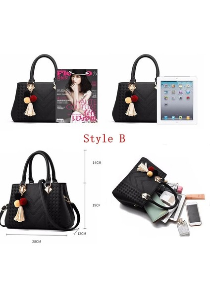 F Kraliyet Mavisi Stili 2021 Kadın Çanta Deri Kılıf Çanta Üst Saplı Nakış Crossbody Çanta Omuz Çantası Bayan Basit Stil El Çantaları (Yurt Dışından)