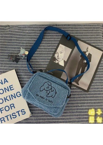 Köpek Mavisi Kolye Stili Yok Kadın Postacı Çantaları Bayanlar Kanvas Baskılı Sevimli Zarf Çanta Bayan Tatlı Karikatür Öğrenci Omuz Çantası (Yurt Dışından)