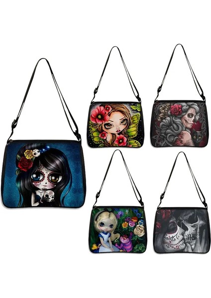 YXBGOTHIC19CW Stili 25CMX30CM Gotik Kız Kafatası Kadın Çantaları Yüksek Li Kadın Büyük Kapasiteli Çanta Messenger Çanta Bayanlar Omuz Çantaları (Yurt Dışından) fiyatları