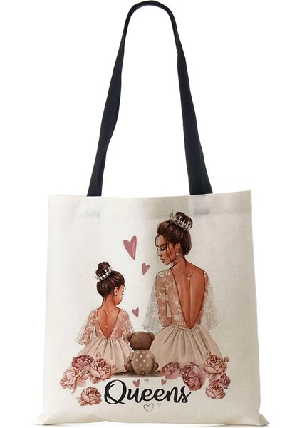 No.26 Tarzı Sevimli Karikatür Süper Mama Baskı Keten Tote Çanta Yeniden Kullanılabilir Omuz Çantaları Anne ve Bebek Katlanır Kadın Rahat Çanta Bayan Kumaş Kılıf (Yurt Dışından)