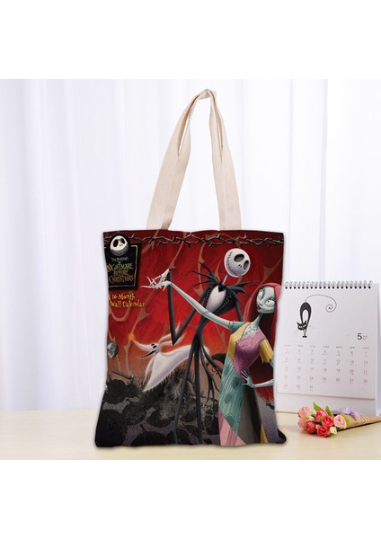 No.13 Tarzı 30X35CM Noel Öncesi Kabus Kanvas Tote Çanta Moda Dayanıklı Kadın Öğrenci Pamuk Keten Çanta Baskılı Alışveriş Çantaları Özel Logo (Yurt Dışından)