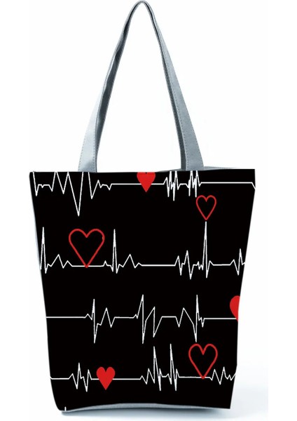 HL1551 Hemşire Çanta Stili Elektrokardiyogram Izgara Baskı Omuz Çantaları Moda Basit Kadın Çantası Eko Taşınabilir Çantalar Pratik Yüksek Kapasiteli Alışveriş Çantası (Yurt Dışından) indirimleri