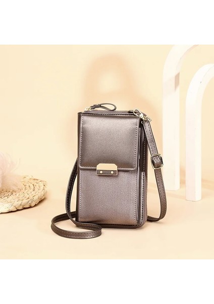 Qiuming Shop Bronz Tarzı Tasarımcı Telefon Cebi Kadınlar Için Küçük Omuz Çantaları Pu Deri Kadın Crossbody Çanta Bayanlar Mini Messenger Çanta (Yurt Dışından)