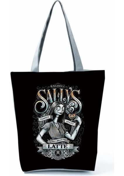 HL2839 Skull Bag Style Noel Tote Çanta Öncesi Kabus Havalı Cadılar Bayramı Kafatası Jack Baskı Eko Çanta Moda Seyahat Çantası Kadın Eğlence Alışveriş Çantası (Yurt Dışından)