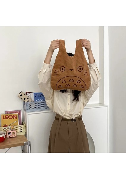 Kahverengi Tarzı Womeorduroy Için Tuval Bez Çantalar Büyük Bayanlar Pamuklu Bez Çanta Karikatür Baskı Kadın Alışverişçiler Moda Kumaş Çanta (Yurt Dışından)