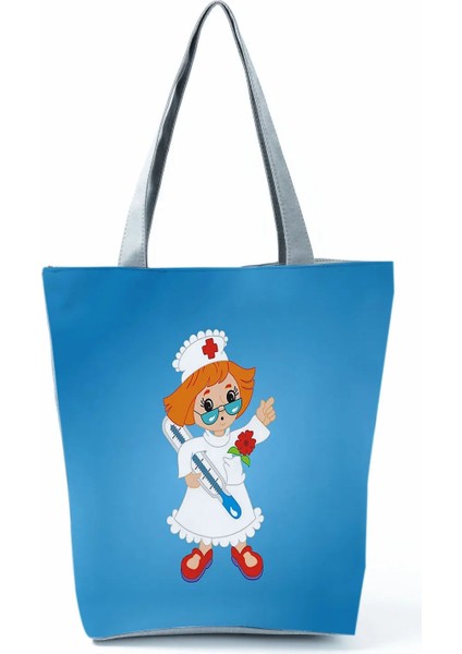 HL1548 Hemşire Çanta Stili Kadın Hemşire Baskılı Kadın Alışveriş Çantası Enjeksiyon Büyük Kapasiteli Eko Yeniden Kullanılabilir Omuz Çantası Moda Seyahat Çanta Özel Desen (Yurt Dışından)