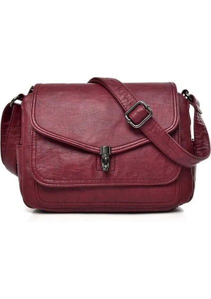 Kırmızı Şarap Stili Vintage Yumuşak Deri Kadın Omuz Çantaları Lüks Çanta Kadın Çanta Tasarımcısı Kadınlar Için Küçük Crossbody Çanta Essenger Çanta (Yurt Dışından)