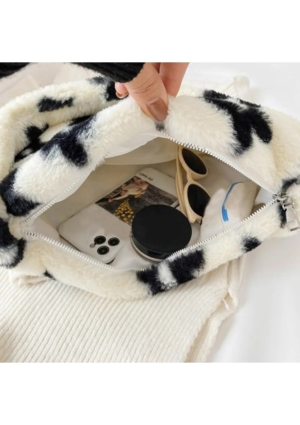 Bej Leopar B Stili 30X20X5CM 2021 Ins Moda Kadın Peluş Çiçek Desenli Omuz Çantaları Zarif Kadın Koltukaltı Çantaları Faux Kürk Çanta Kürklü Kabarık Bez Çantalar (Yurt Dışından) indirimleri