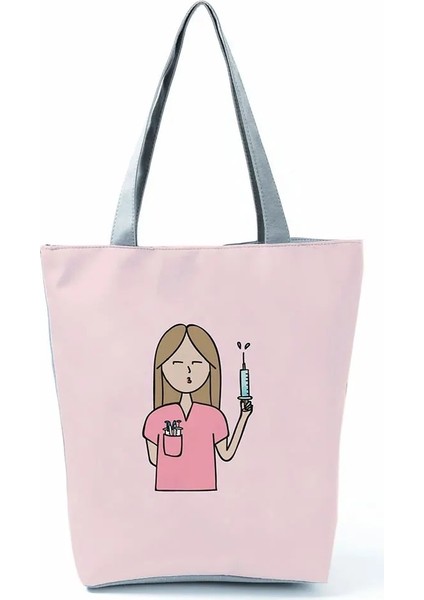 HL1548 Hemşire Çanta Stili Kadın Hemşire Baskılı Kadın Alışveriş Çantası Enjeksiyon Büyük Kapasiteli Eko Yeniden Kullanılabilir Omuz Çantası Moda Seyahat Çanta Özel Desen (Yurt Dışından) fırsatları