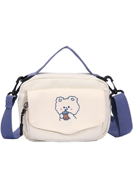 Siyah Stil Small Women Canvas Shoulder Bags Korean Cartoon Print Fashion Mini Cloth Handbags Phone Crossbody Bag For Cute Girl Urse (Yurt Dışından) fiyatları