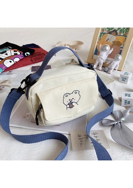 Siyah Stil Small Women Canvas Shoulder Bags Korean Cartoon Print Fashion Mini Cloth Handbags Phone Crossbody Bag For Cute Girl Urse (Yurt Dışından) fırsatları