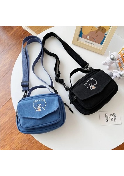 Siyah Stil Small Women Canvas Shoulder Bags Korean Cartoon Print Fashion Mini Cloth Handbags Phone Crossbody Bag For Cute Girl Urse (Yurt Dışından) indirimleri