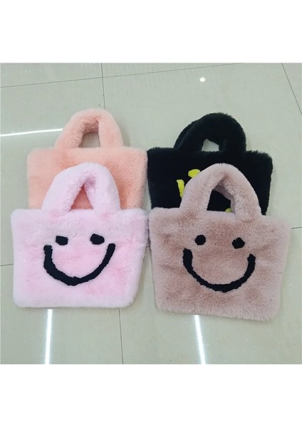 Pembe Leopar Tarzı 29X6X33CM Sevimli Gülen Yüz Kadın Peluş Omuz Çantası Yumuşak Faux Kürk Bayan Zincir Messenger Çanta Moda Kadın Küçük Çanta Çanta Bolsas (Yurt Dışından) modelleri