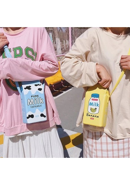 Pembe Tarzı Cute Drink Box Bag Women Shoulder Bags Lovely Milk Cartoon Printing Crossbody Bag Lady Designer Small Coin Phone Purses Female (Yurt Dışından) fiyatları
