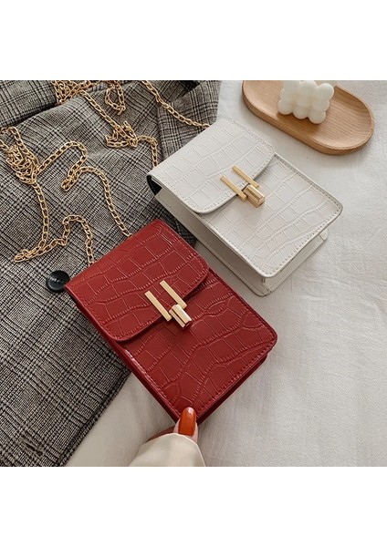 Beyaz Stil Timsah Desen Moda Kadın Çantası Yüksek Li Doku Omuz Çantası Cep Telefonu Çantası Wome Için Pu Toka Crossbody Çanta (Yurt Dışından) modelleri