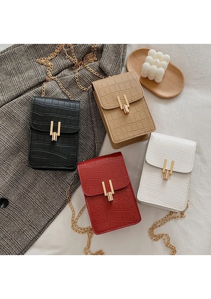 Beyaz Stil Timsah Desen Moda Kadın Çantası Yüksek Li Doku Omuz Çantası Cep Telefonu Çantası Wome Için Pu Toka Crossbody Çanta (Yurt Dışından) fırsatları