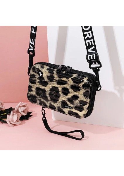 Leopar-Fl Stili Wome Için Lüks El Çantaları Yeni Bavul Şekli Tote Kadınlar Ünlü Debriyaj Çanta Mini Kutu Çanta Moda Mini Bagaj Çantası (Yurt Dışından)