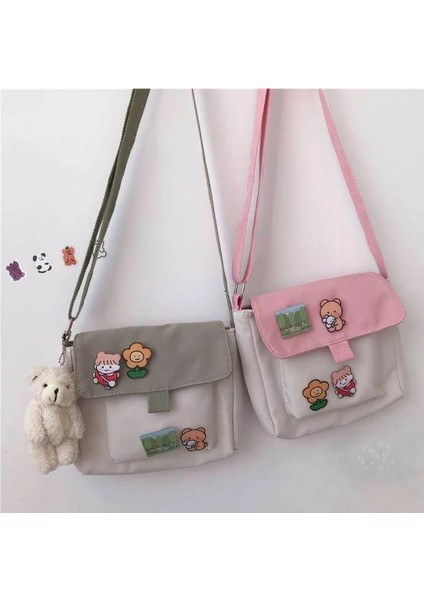 Yeşil Stil Alışveriş Çantaları Kadın Tatlı Kawaii Baskılı Kanvas Eğlence Günlük Alışveriş Çantası Crossbody Omuz Çantası Çanta Yeni (Yurt Dışından) fiyatları