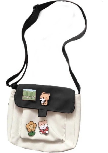 Yeşil Stil Alışveriş Çantaları Kadın Tatlı Kawaii Baskılı Kanvas Eğlence Günlük Alışveriş Çantası Crossbody Omuz Çantası Çanta Yeni (Yurt Dışından) modelleri