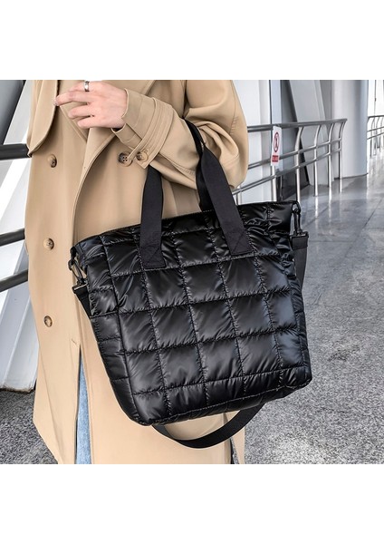 Altın Tarzı 34CMX34CMX14CM Leftsıde Nylon Shoulder Side Bags Designer Soft Cotton Padded Woman Handbag Quilted Short Handle Totes War Hit Winter (Yurt Dışından) fiyatları