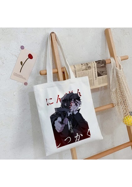 BAI06 Stili Bungou Stray Dogs Osamu Dazai Japan Anime Canvas Bag Large Harajuku Gothic Famale Shopper Bag Casual Vintage Women Shoulder Bags (Yurt Dışından)