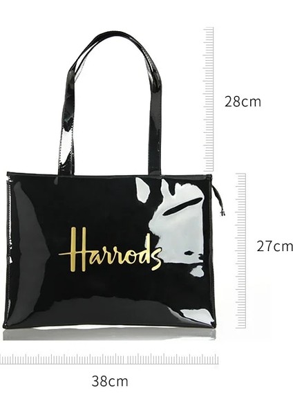 Mavi Stil Moda Pvc Yeniden Kullanılabilir Alışveriş Çantası Kadın Çantası Çevre Dostu Londra Alışveriş Çantası Büyük Kapasiteli Su Geçirmez Çanta Omuz Çantası (Yurt Dışından)