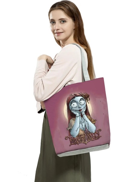 HL2841 Kafatası Çanta Tarzı Noel Tote Çanta Öncesi Kabus Havalı Cadılar Bayramı Kafatası Jack Baskı Eko Çanta Moda Seyahat Çantası Kadın Eğlence Alışveriş Çantası (Yurt Dışından)