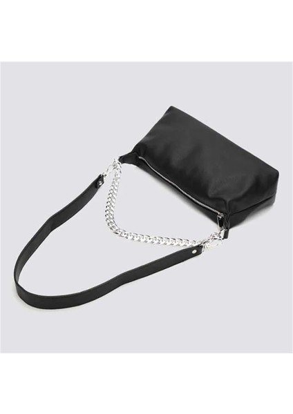 Siyah Stil 27X13X7.5CM Fashion Pu Leather Baguette Bag Metal Chain Shoulder Bags Designer Crossbody Bags For Wome Underarm Bag Women Clutch (Yurt Dışından)