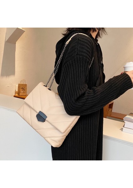 Siyah Stil 28CM x 19.5cm X8CM V-Line Crossbody Bag For Wome Fashion Sac A Main Female Shoulder Bag Female Handbags And Purses With Handle (Yurt Dışından) fırsatları