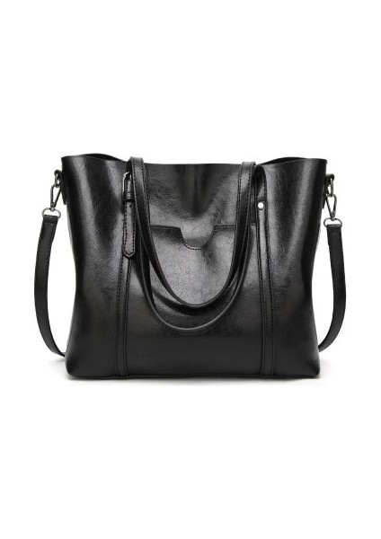 Siyah Stil 32X12X27 cm Kadınlar Için Omuz Çantaları Yağ Balmumu Deri Çanta Tote Crossbody Çanta Kadın Lüks Çanta Kadın Çanta Tasarımcısı Çanta Yüksek (Yurt Dışından)