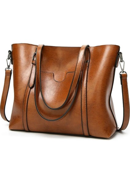 Siyah Stil 32X12X27 cm Kadınlar Için Omuz Çantaları Yağ Balmumu Deri Çanta Tote Crossbody Çanta Kadın Lüks Çanta Kadın Çanta Tasarımcısı Çanta Yüksek (Yurt Dışından)