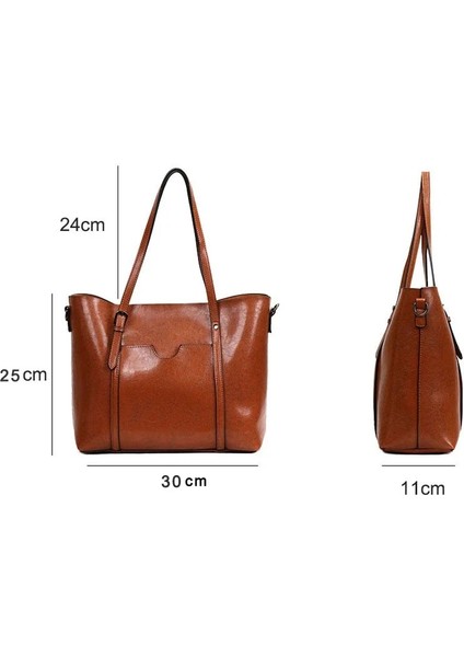 Siyah Stil 32X12X27 cm Kadınlar Için Omuz Çantaları Yağ Balmumu Deri Çanta Tote Crossbody Çanta Kadın Lüks Çanta Kadın Çanta Tasarımcısı Çanta Yüksek (Yurt Dışından)