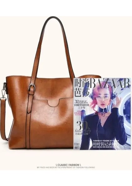 Siyah Stil 32X12X27 cm Kadınlar Için Omuz Çantaları Yağ Balmumu Deri Çanta Tote Crossbody Çanta Kadın Lüks Çanta Kadın Çanta Tasarımcısı Çanta Yüksek (Yurt Dışından)