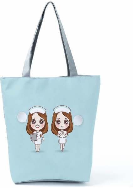 HL1544 Hemşire Çanta Stili Karikatür Diş Hekimi Hemşire Çanta Kadınlar Için Taşınabilir Çevre Dostu Tüm Maç Kadın Günlük Tote Moda Eko Yeniden Kullanılabilir Çanta Bayanlar (Yurt Dışından)