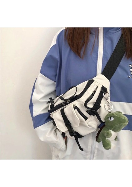 Beyaz Stil Harajuku Techwear Kanvas Sling Çanta Gotik Kadınlar Için Crossbody Çanta Çanta Çantalar ve Çantalar Bolsas Feminina Omuz Kurbağa (Yurt Dışından) modelleri