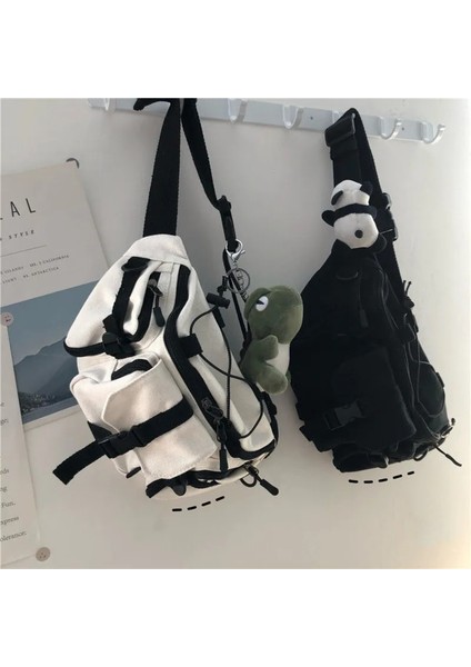 Beyaz Stil Harajuku Techwear Kanvas Sling Çanta Gotik Kadınlar Için Crossbody Çanta Çanta Çantalar ve Çantalar Bolsas Feminina Omuz Kurbağa (Yurt Dışından) fırsatları