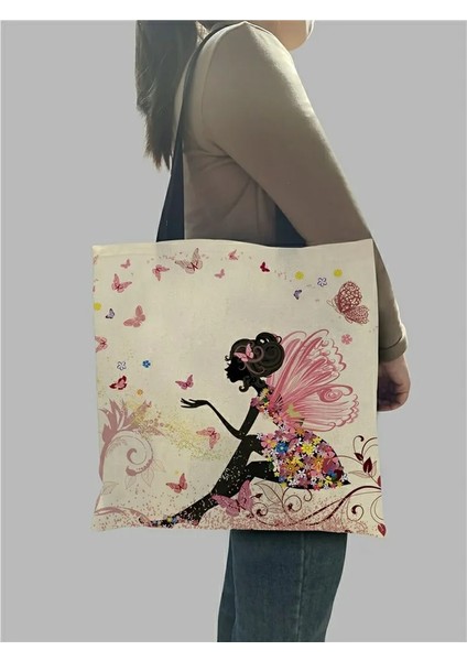 No.8 Stili Isteyen Kız Baskı Keten Yeniden Kullanılabilir Alışveriş Çantaları Kadın Büyük Bez Çantalar Özel Baskılı Moda Çantalar (Yurt Dışından) indirimleri