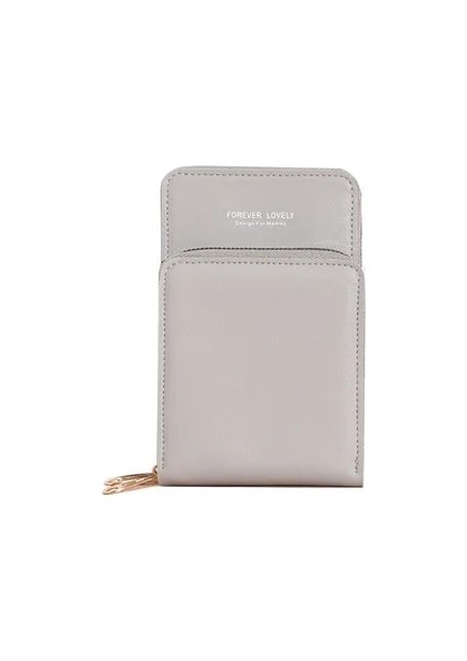 Gri Stil 18X11X4 cm Kadın Çantası Yeni Moda Dokunmatik Ekran Omuz Cep Telefonu Çantası Mini Crossbody Çanta Deri Cep Cüzdan Çantalar Kadınlar Için (Yurt Dışından)