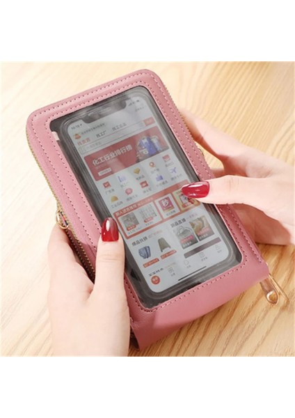 Gri Stil 18X11X4 cm Kadın Çantası Yeni Moda Dokunmatik Ekran Omuz Cep Telefonu Çantası Mini Crossbody Çanta Deri Cep Cüzdan Çantalar Kadınlar Için (Yurt Dışından)