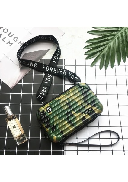 Kamuflaj-Çizgi Stili Wome Için Lüks El Çantaları Yeni Bavul Şekli Tote Kadınlar Ünlü Debriyaj Çanta Mini Kutu Çanta Moda Mini Bagaj Çantası (Yurt Dışından)