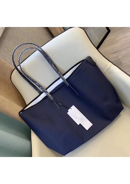Donanma Tarzı Yeni Kadın Plaj Çantaları Rahat Bez Omuz Çantaları Büyük Kapasiteli Messenger Çanta Logo ile Bayan Çanta Totebag Bolsa Seyahat 2021 (Yurt Dışından)