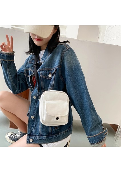 Siyah Stil Moda Kadın Kanvas Omuz Çantaları Kore Düz Renk Öğrenci Telefonu Çanta Basit Fermuar Küçük Messenger Crossbody Pou (Yurt Dışından) modelleri