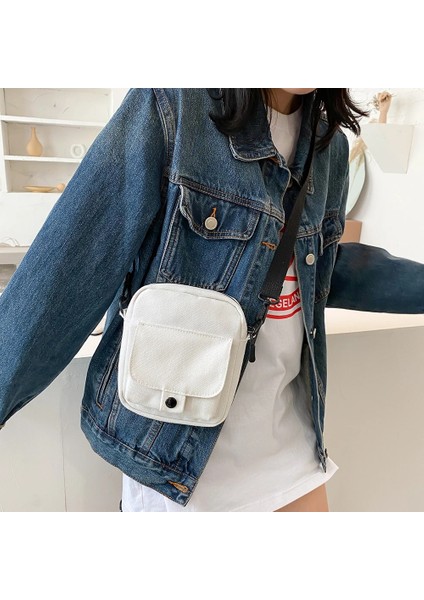 Siyah Stil Moda Kadın Kanvas Omuz Çantaları Kore Düz Renk Öğrenci Telefonu Çanta Basit Fermuar Küçük Messenger Crossbody Pou (Yurt Dışından) fırsatları