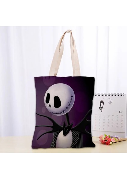 No.3 Tarzı 30X35CM Noel Öncesi Kabus Kanvas Tote Çanta Moda Dayanıklı Kadın Öğrenci Pamuk Keten Çanta Baskılı Alışveriş Çantaları Özel Logo (Yurt Dışından)