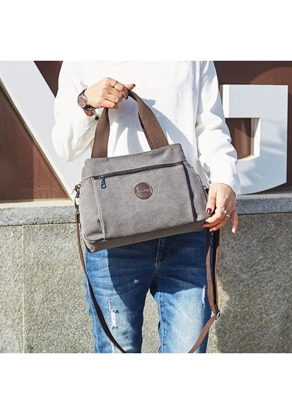 Gri Stil Kadın Çanta Çanta Crossbody Kanvas Çanta Woma Için Big Bag Kanvas Omuz Tote Bayan Çanta Bayan Tasarımcı Postacı Çantaları (Yurt Dışından)