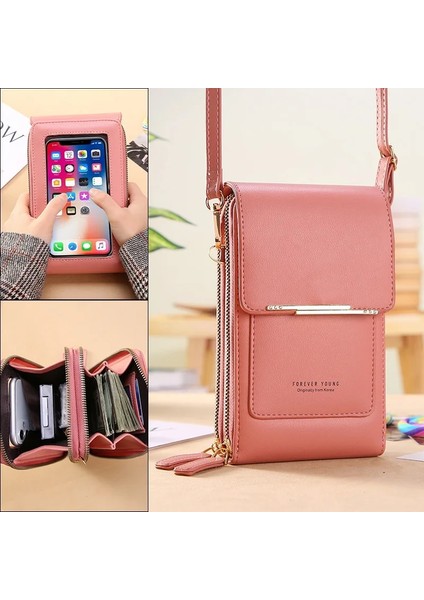 Pembe Tarzı Wome Kadın Omuz Basit Çanta Bayan Mini Dokunmatik Telefon Çantalar ve Çantalar Için Düz Renk Pu Deri Crossbody Çanta (Yurt Dışından) fiyatları