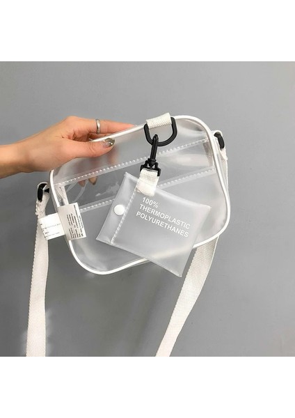Siyah Stil Casual Pvc Transparent Clear Women Crossbody Bags Shoulder Bag Handbag Jelly Small Phone Bags With Card Holder Wide Straps Flap (Yurt Dışından) fiyatları