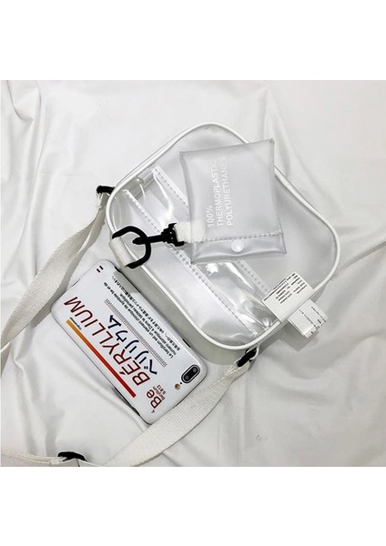 Siyah Stil Casual Pvc Transparent Clear Women Crossbody Bags Shoulder Bag Handbag Jelly Small Phone Bags With Card Holder Wide Straps Flap (Yurt Dışından) fırsatları
